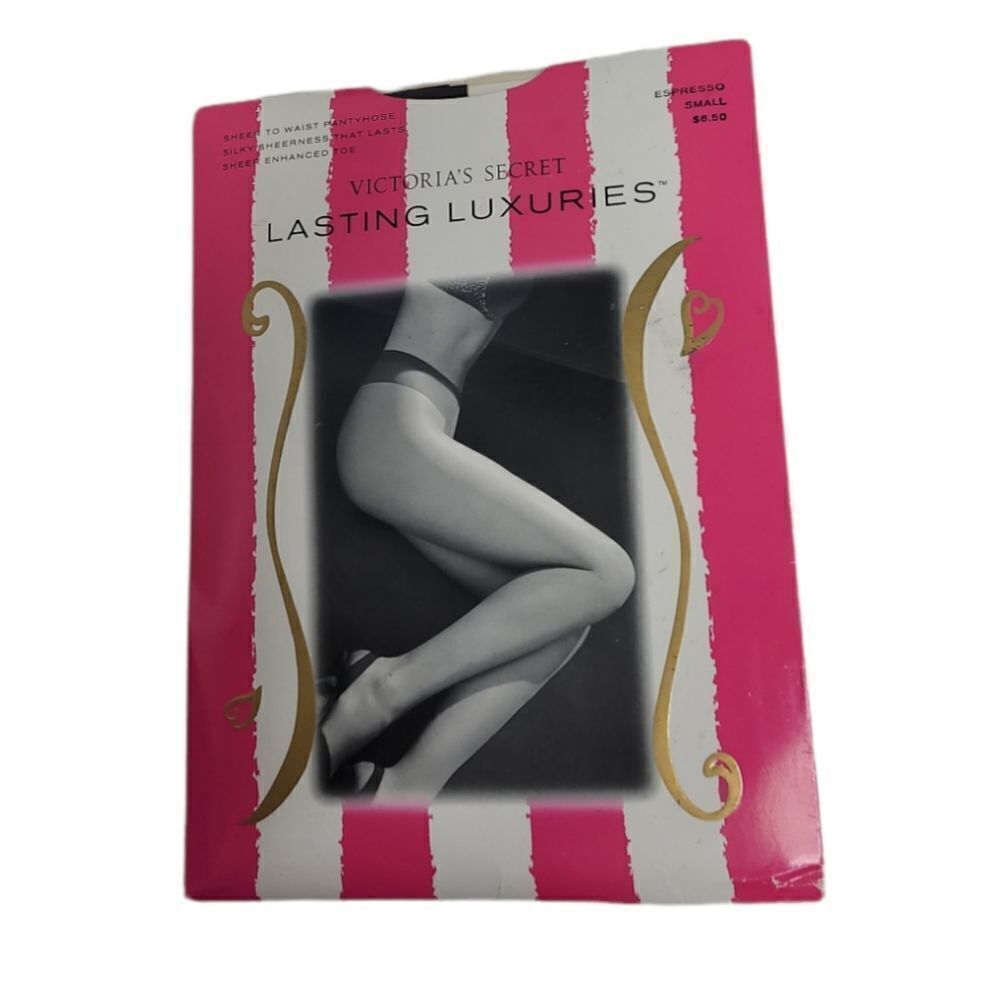 NEW VINTAGE 90s Victoria's Secret lasting luxuries espresso brown pantyhose S